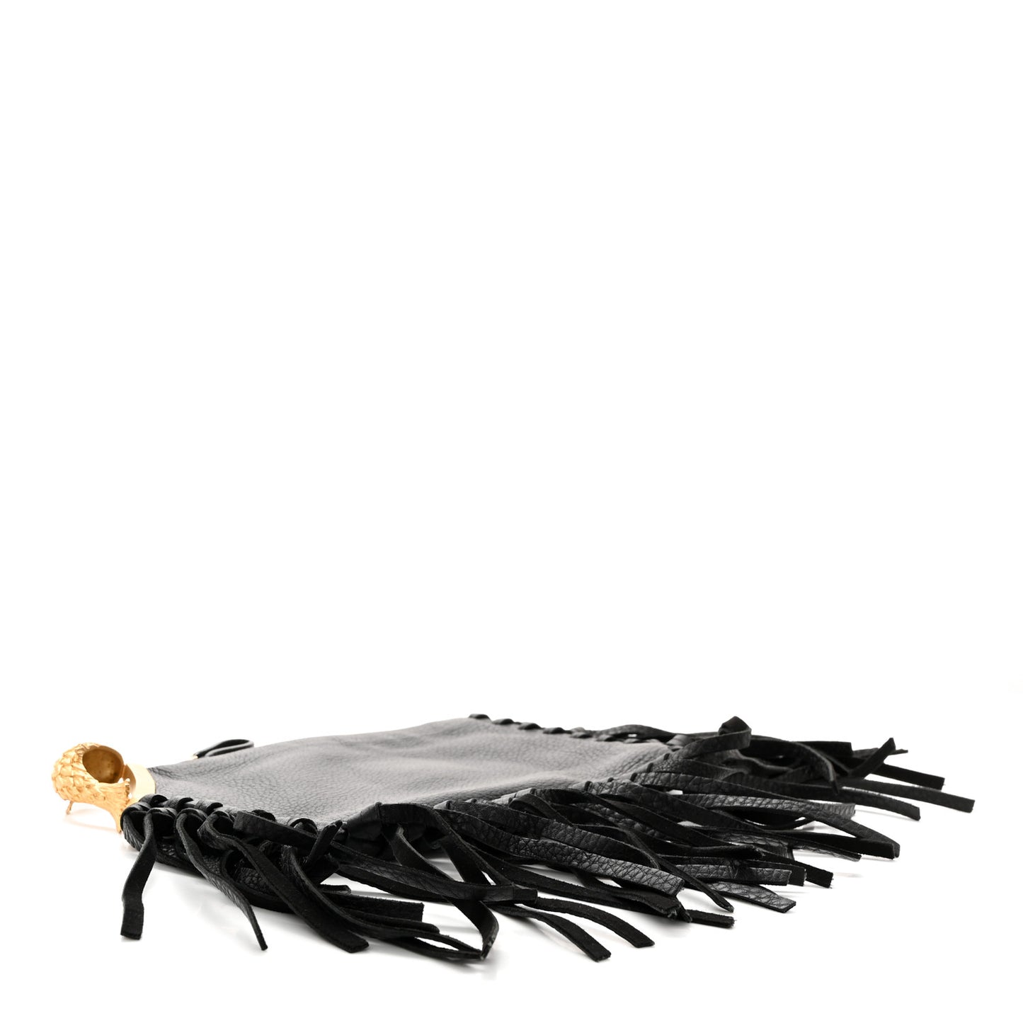 Calfskin C-Rockee Sagittarius Fringe Clutch Black