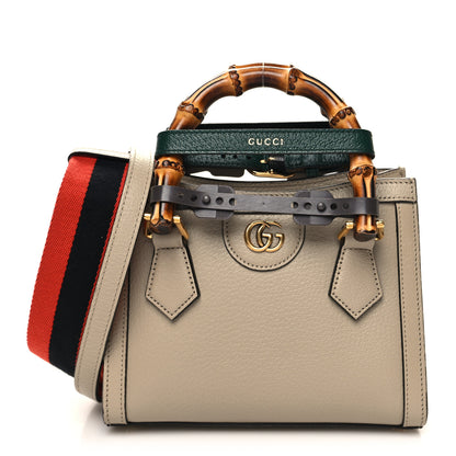 Gucci Textured Dollar Calfskin Web Mini Diana Tote Bag Oatmeal Vintage Green 1 of 9
