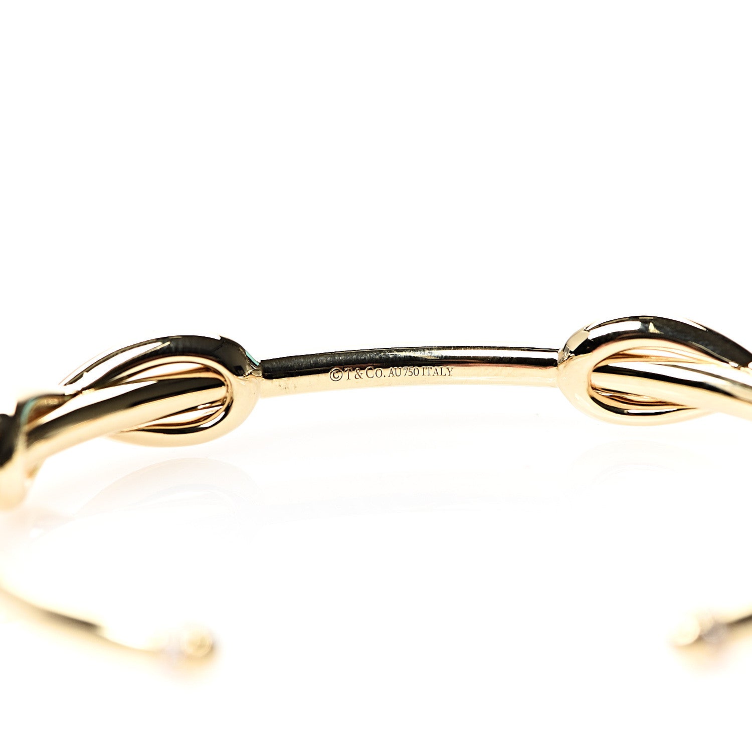 Tiffany 18K Yellow Gold Diamond Double Infinity Cuff Bracelet 3 of 4