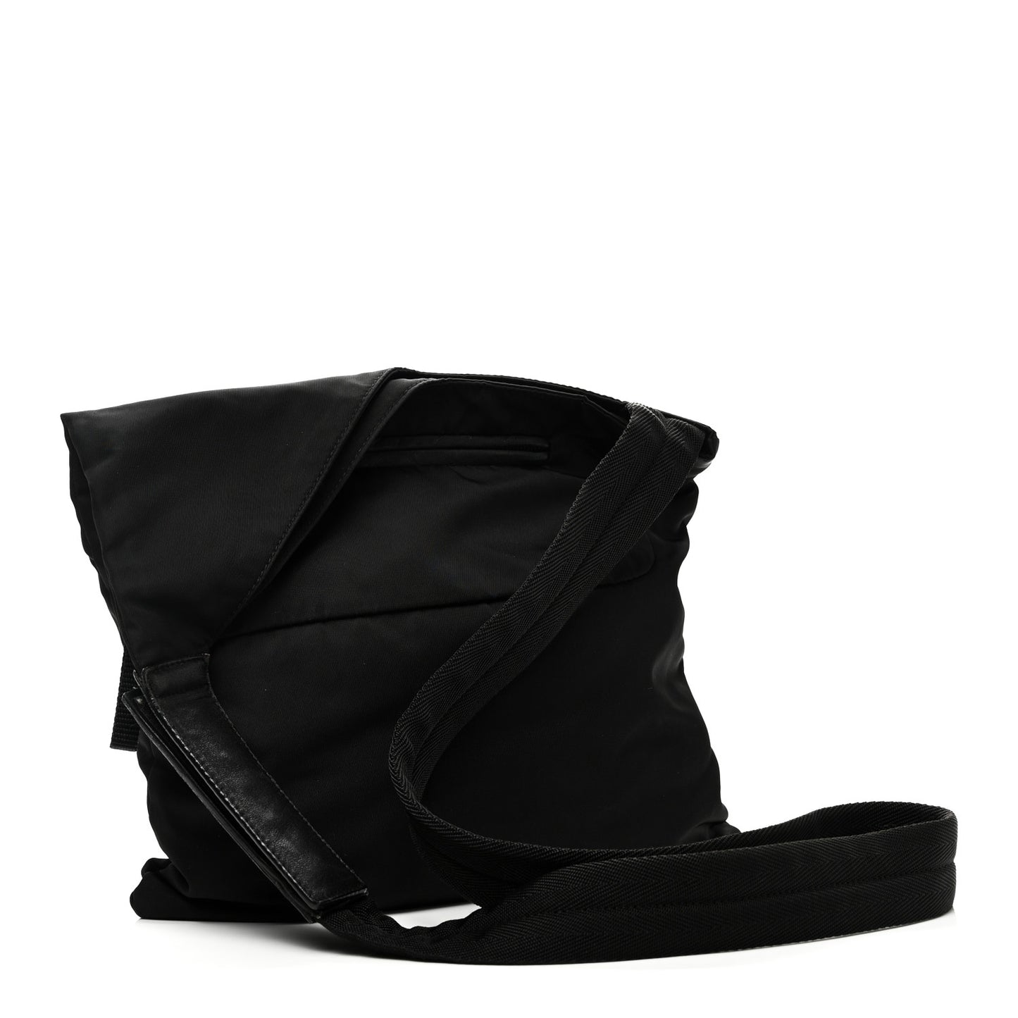 Tessuto Nylon Saffiano Flat Messenger Bag Black