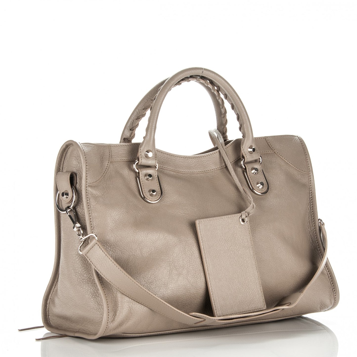 Chevre Silver Metallic Edge Hardware City Beige Dune Argille