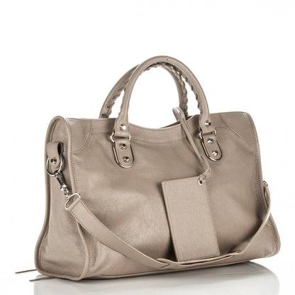Balenciaga Chevre Silver Metallic Edge Hardware City Beige Dune Argille 3 of 7