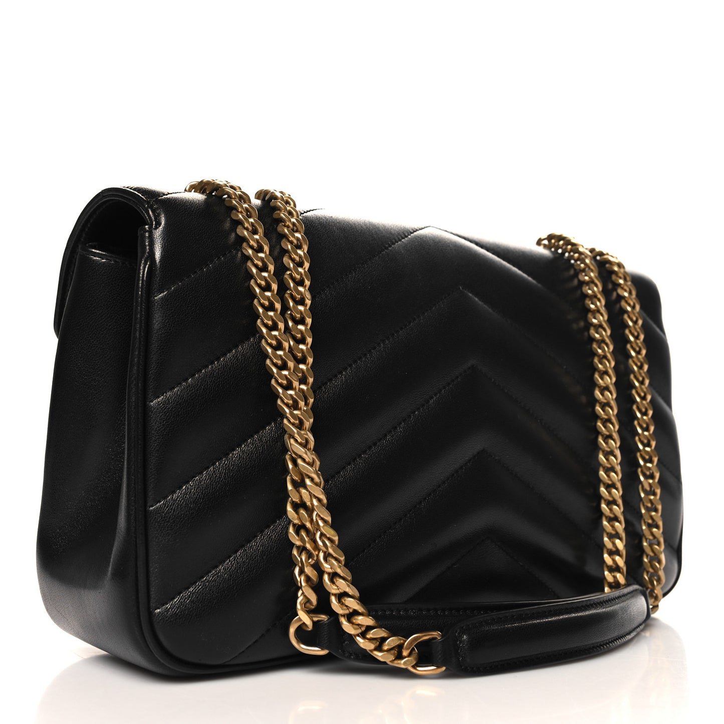 Lambskin Chevron Quilted Medium Loulou Black