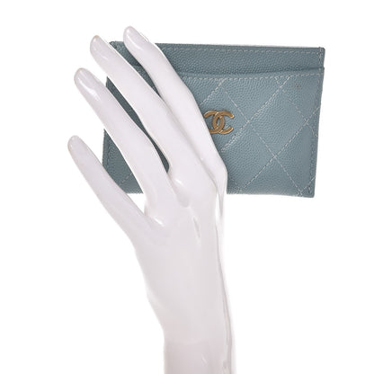 Chanel Iridescent Caviar Quilted Card Holder Blue 2 of 6