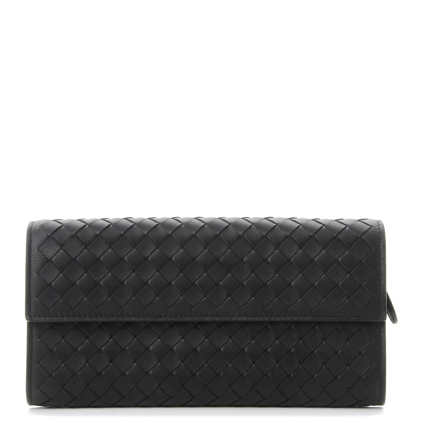 Nappa Intrecciato Continental Flap Wallet Nero Black