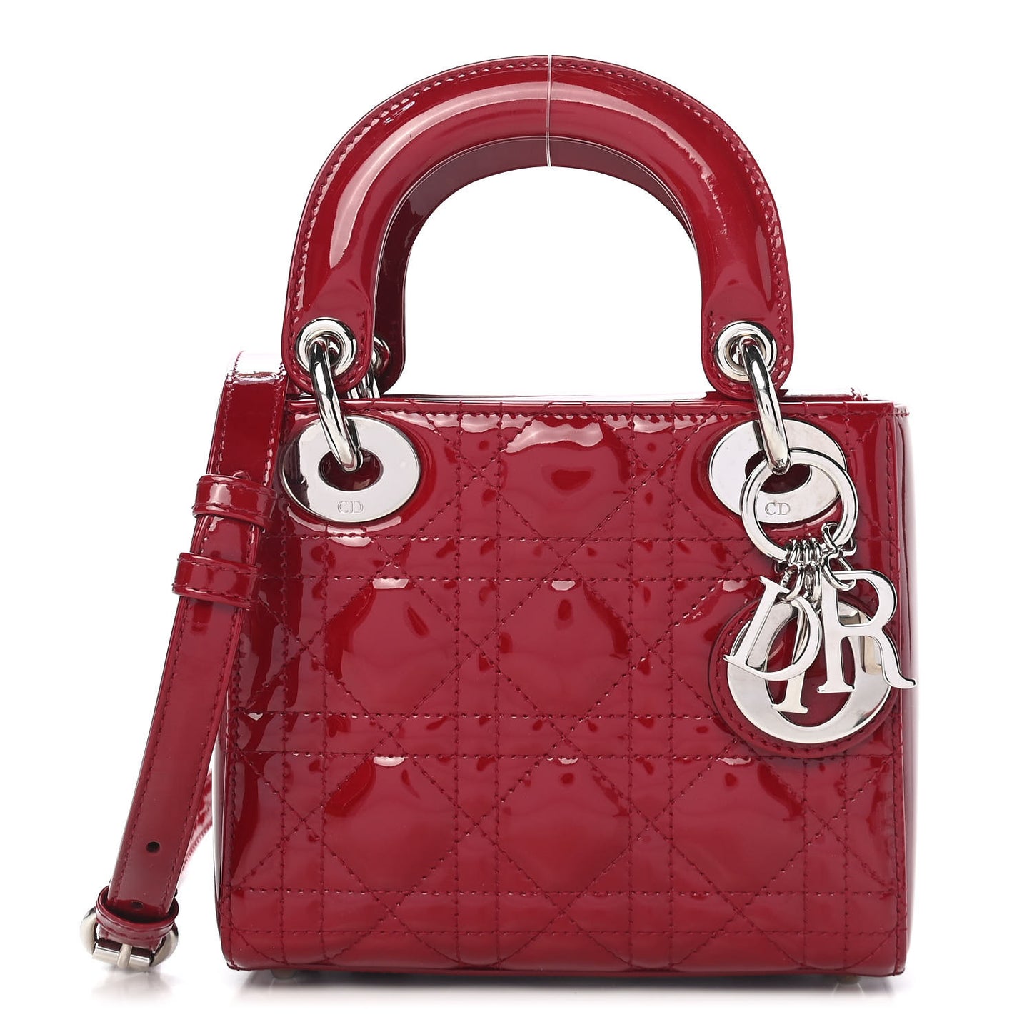 Patent Cannage Mini Lady Dior Red