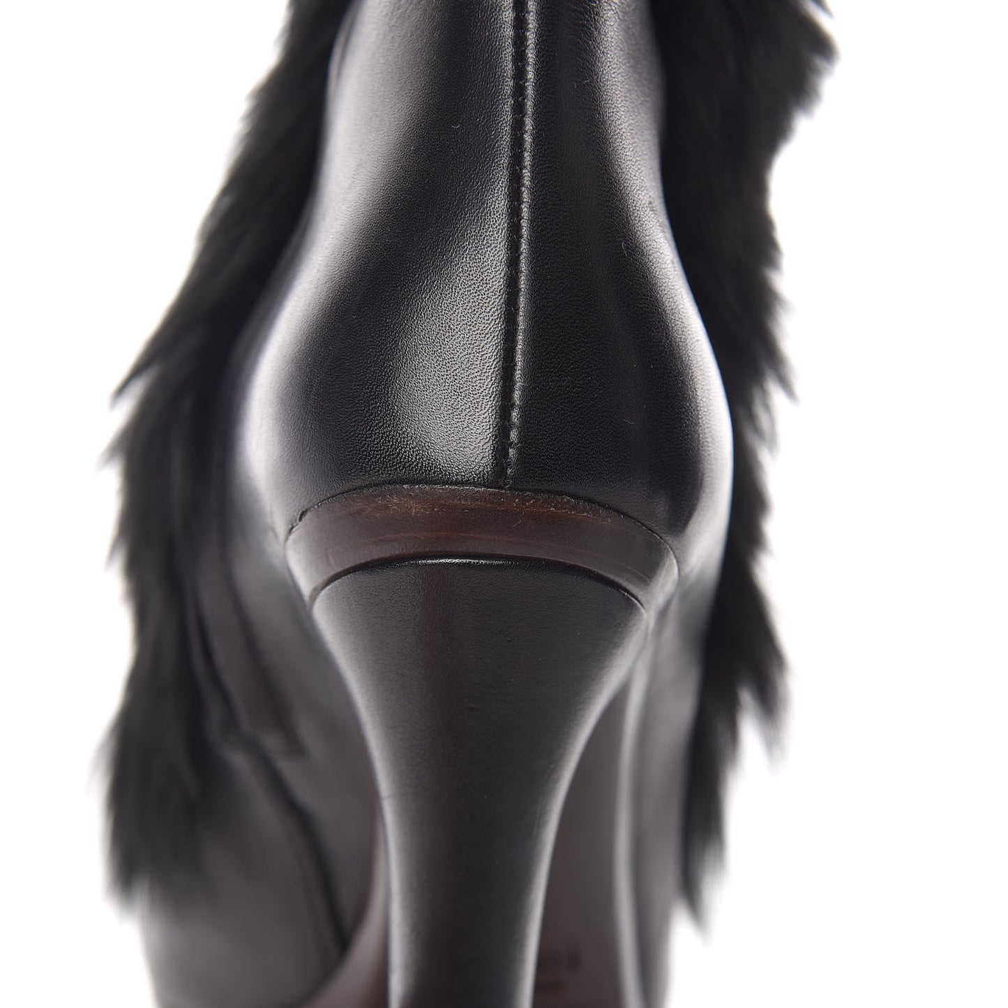Alpaca Fur Lambskin Alyona Platform Ankle Boots 36 Black