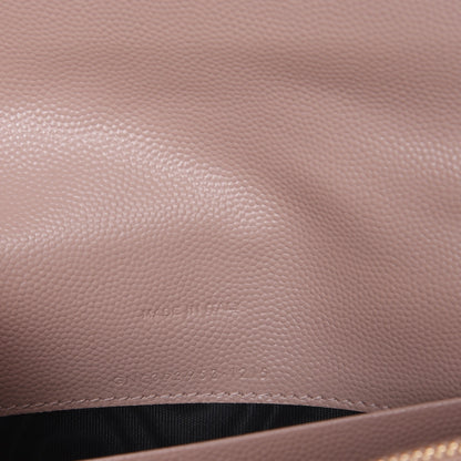 Saint Laurent Grain De Poudre Matelasse Chevron Monogram Envelope Chain Wallet Pale Pink 6 of 8