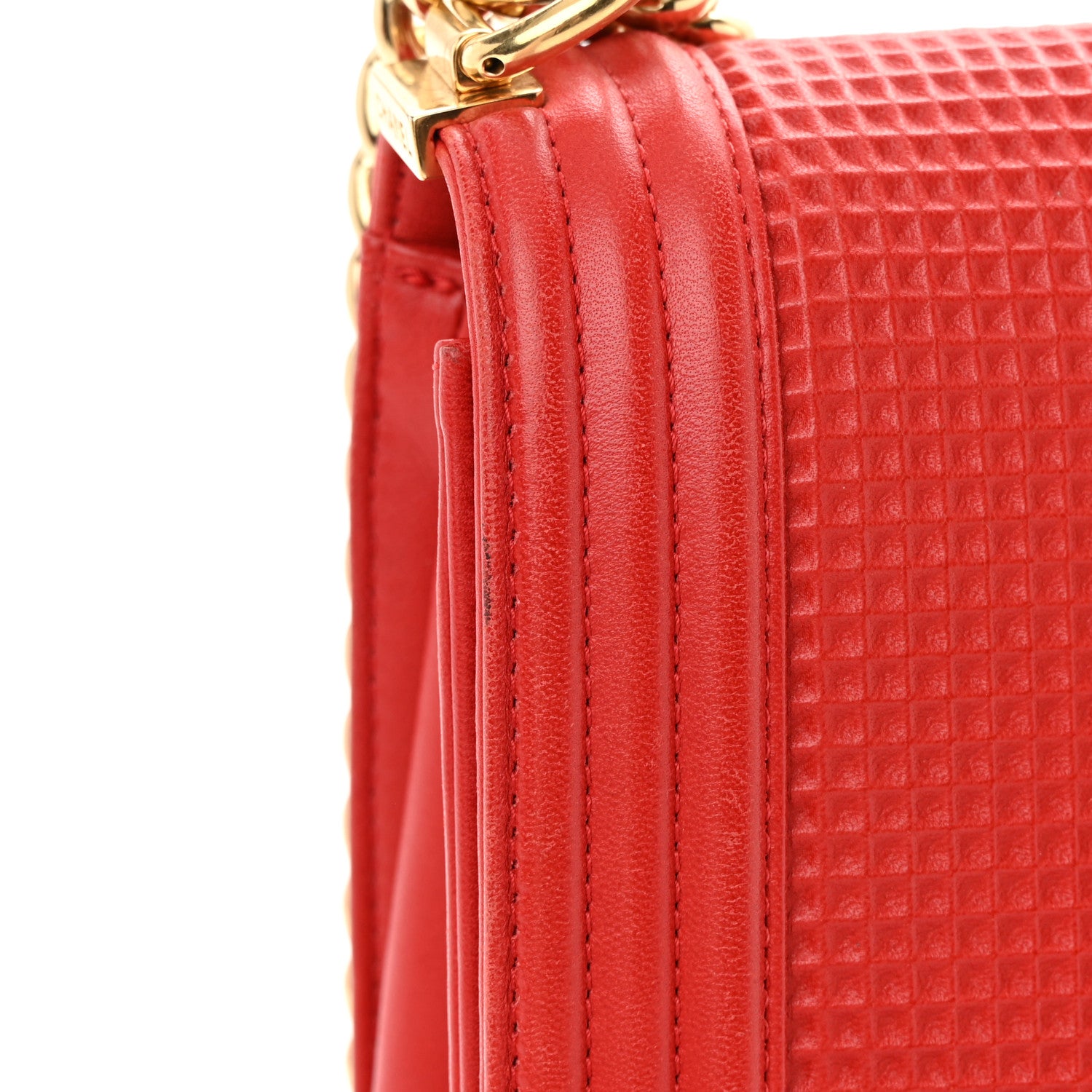 Chanel Lambskin Embossed New Medium Boy Cube Flap Red 14 of 21