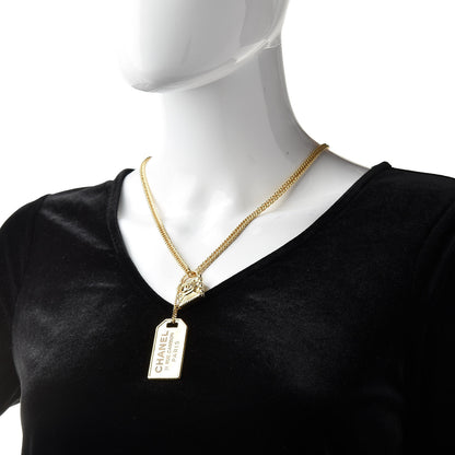 Chanel CC Padlock ID Dog Tag Charm Necklace Gold 2 of 5