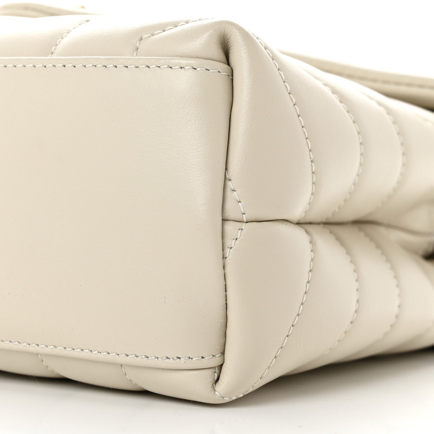 Calfskin Y Quilted Monogram Small Loulou Chain Satchel Blanc Vintage