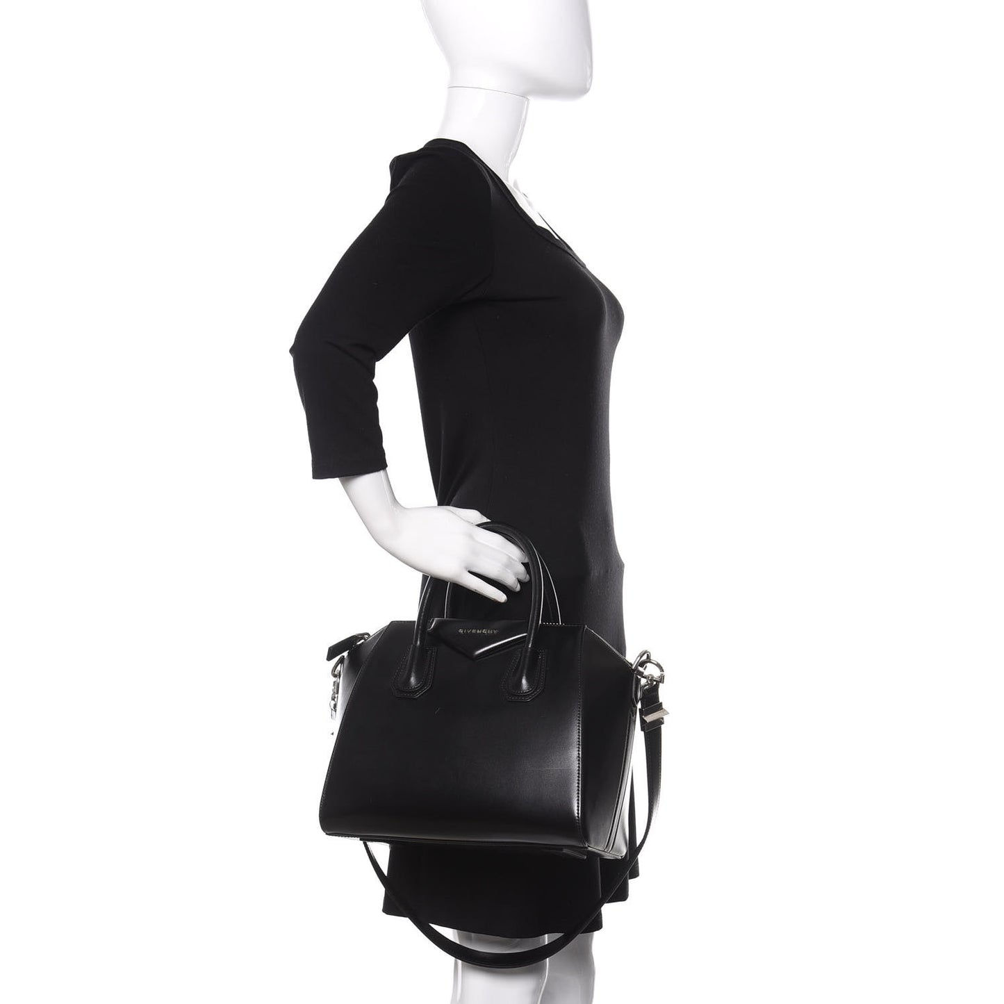 Shiny Lord Calfskin Small Antigona Black