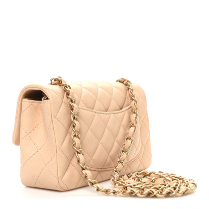 Chanel Lambskin Quilted Mini Rectangular Flap Beige 3 of 10