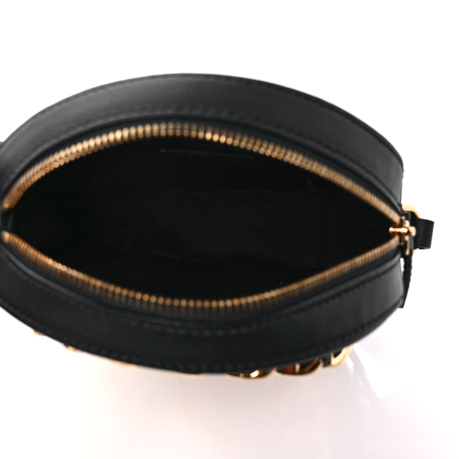 Versace Calfskin Mini La Medusa Chain Round Crossbody Bag Black 5 of 8