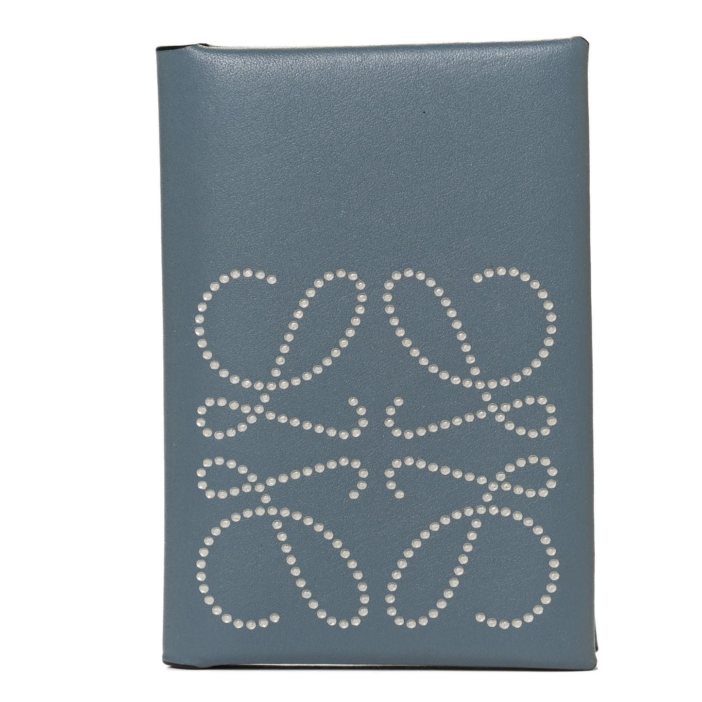 Calfskin Calfskin Anagram Bifold Card Holder Stone Blue