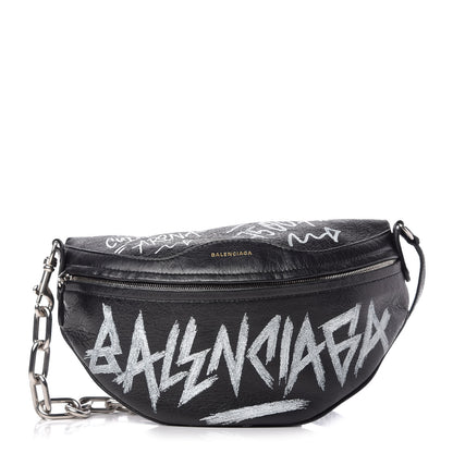 Balenciaga Agneau Arena Graffiti All Over XS Souvenir Belt Bag Black White 1 of 9