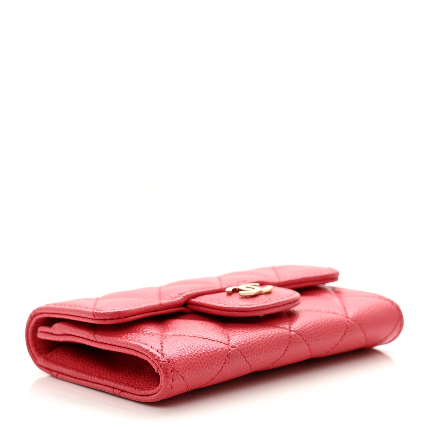 Caviar Quilted Flap Card Holder Pink