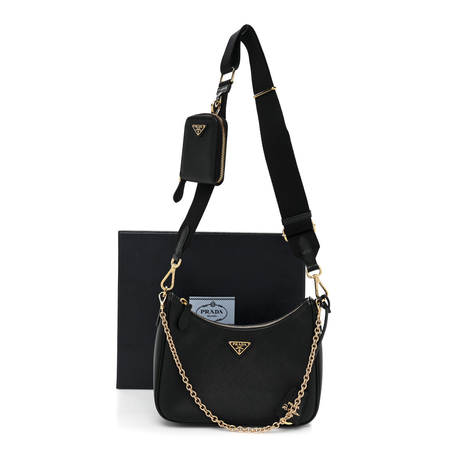 Prada Saffiano Lux Re-Edition 2005 Shoulder Bag Black 9 of 9