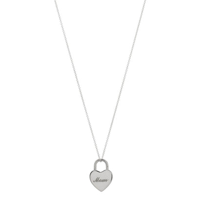 Tiffany Sterling Silver Mom Heart Lock Pendant Necklace 1 of 4