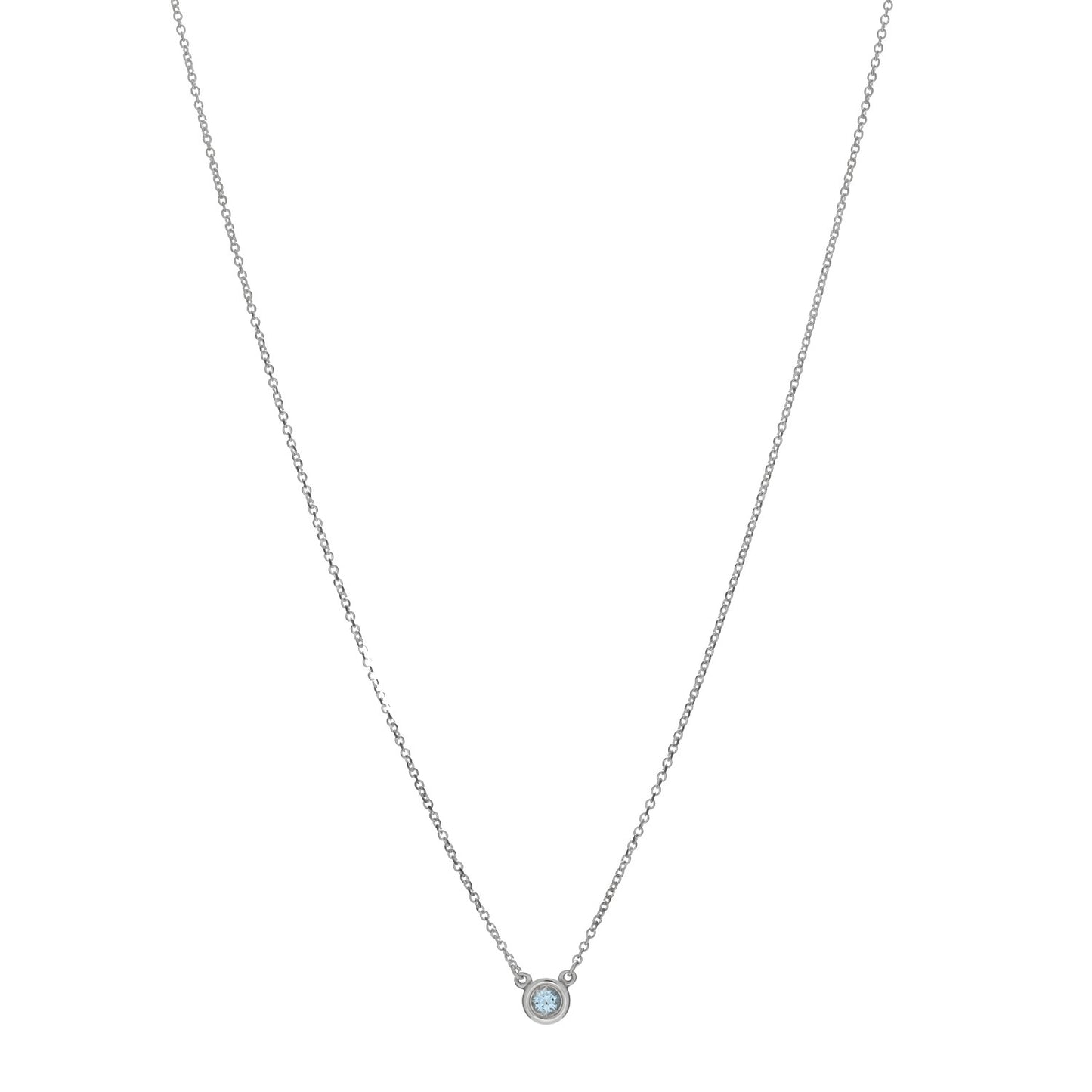 Sterling Silver Aquamarine .13ct Elsa Peretti Color By The Yard Pendant Necklace