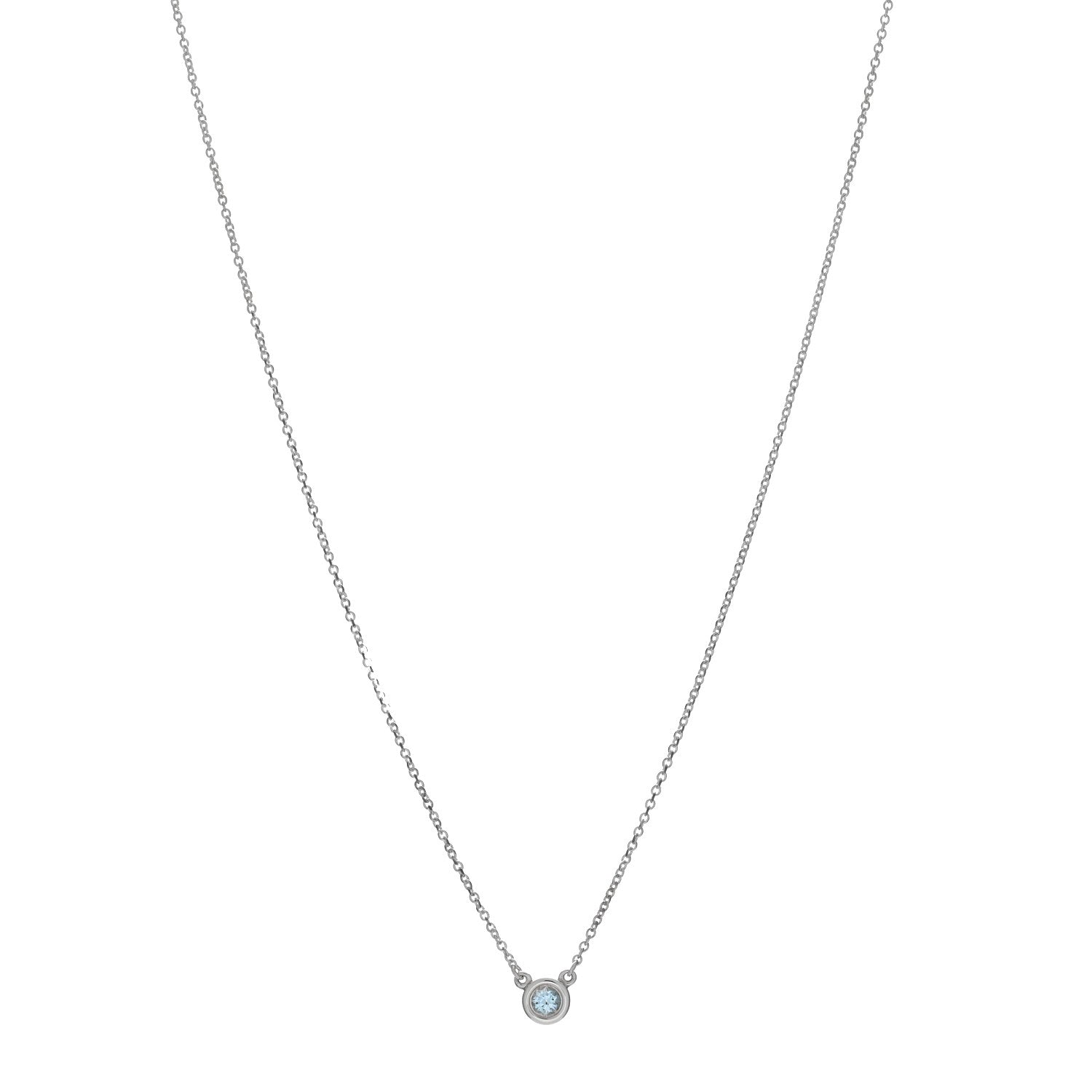 Tiffany Sterling Silver Aquamarine .13ct Elsa Peretti Color By The Yard Pendant Necklace 1 of 4