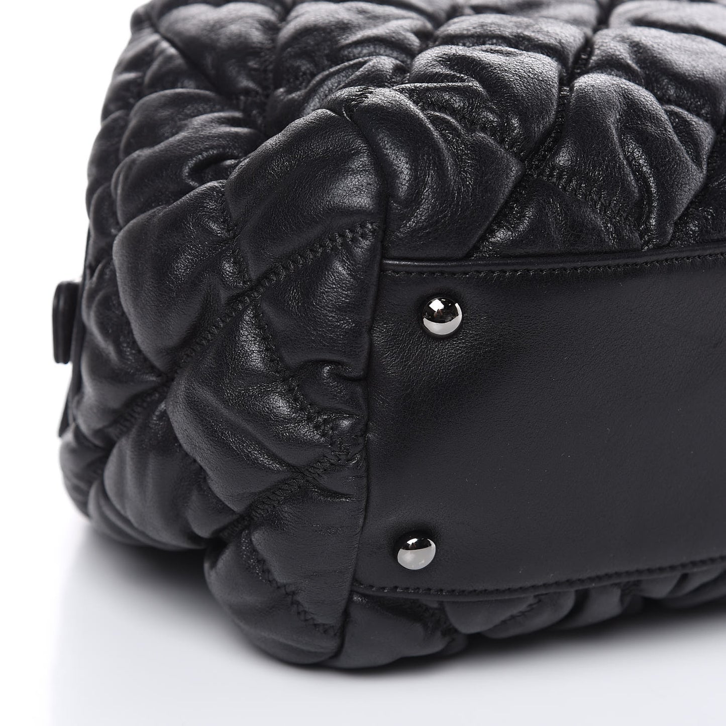 Lambskin Bubble Quilt Bowler Black