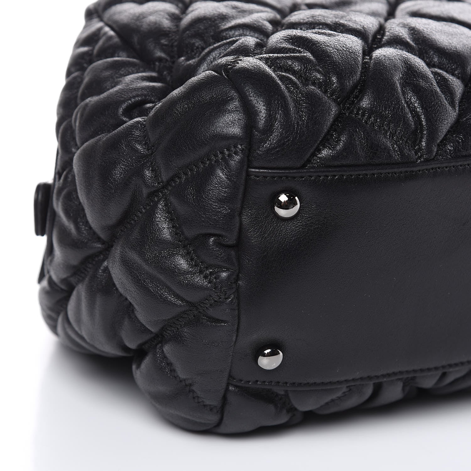 Chanel Lambskin Bubble Quilt Bowler Black 12 of 15