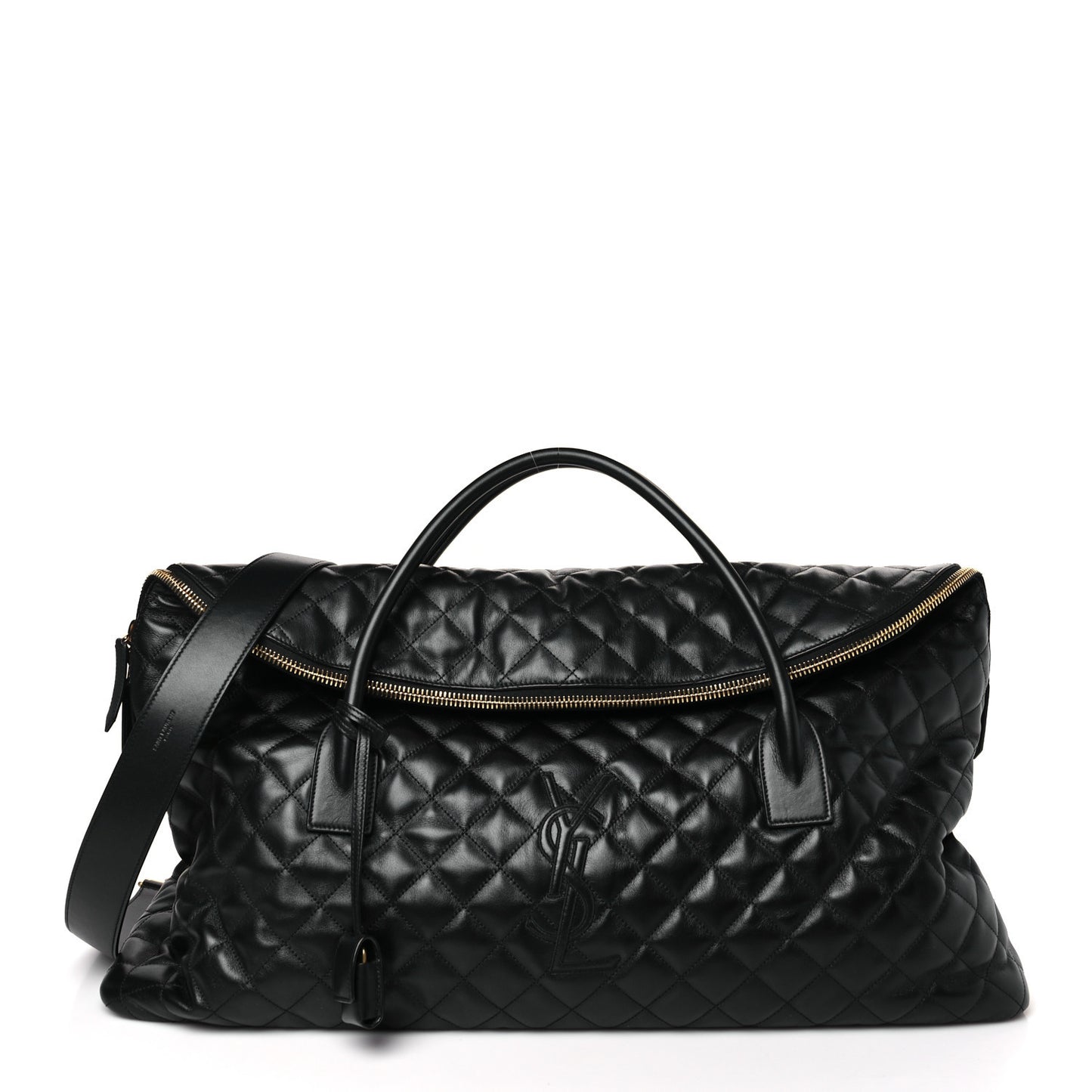 Calfskin Quilted ES Giant Travel Bag Black