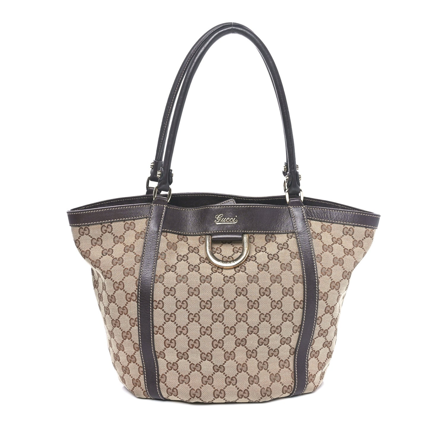 Monogram Medium D Gold Tote Bag Brown