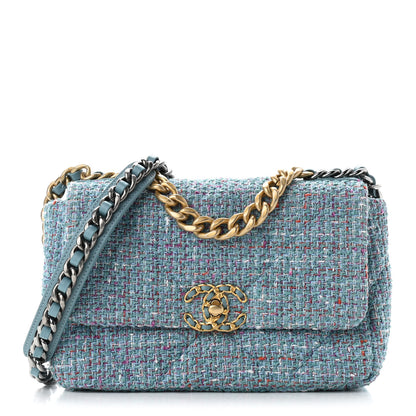 Chanel Tweed Quilted Medium Chanel 19 Flap Blue Multicolor 1 of 11