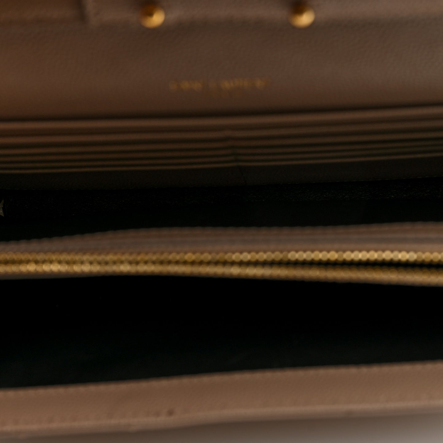 Grain De Poudre Matelasse Chevron Monogram Chain Wallet Dark Beige