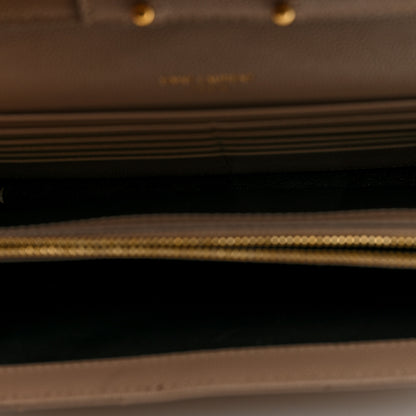 Saint Laurent Grain De Poudre Matelasse Chevron Monogram Chain Wallet Dark Beige 5 of 10