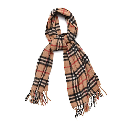 Burberry Cashmere House Check Fringe Scarf Camel 1 of 4