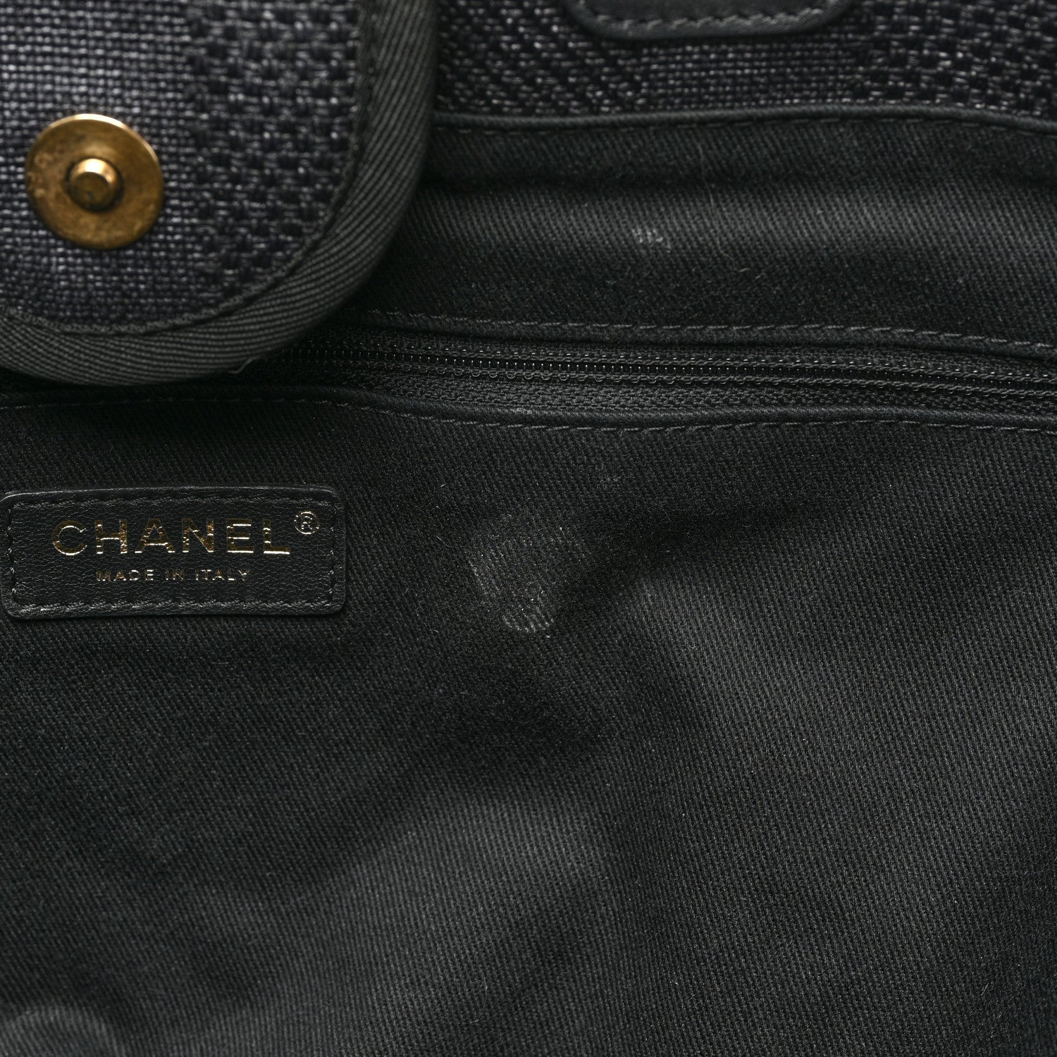 Chanel Mixed Fibers Calfskin Striped Medium Deauville Tote Black 10 of 17