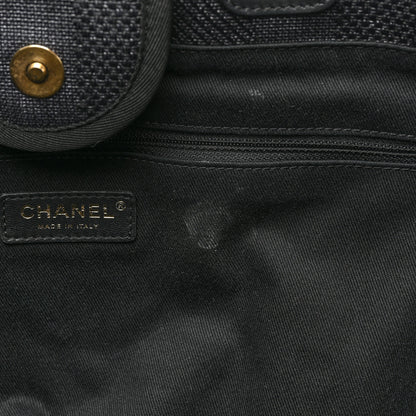 Chanel Mixed Fibers Calfskin Striped Medium Deauville Tote Black 10 of 17