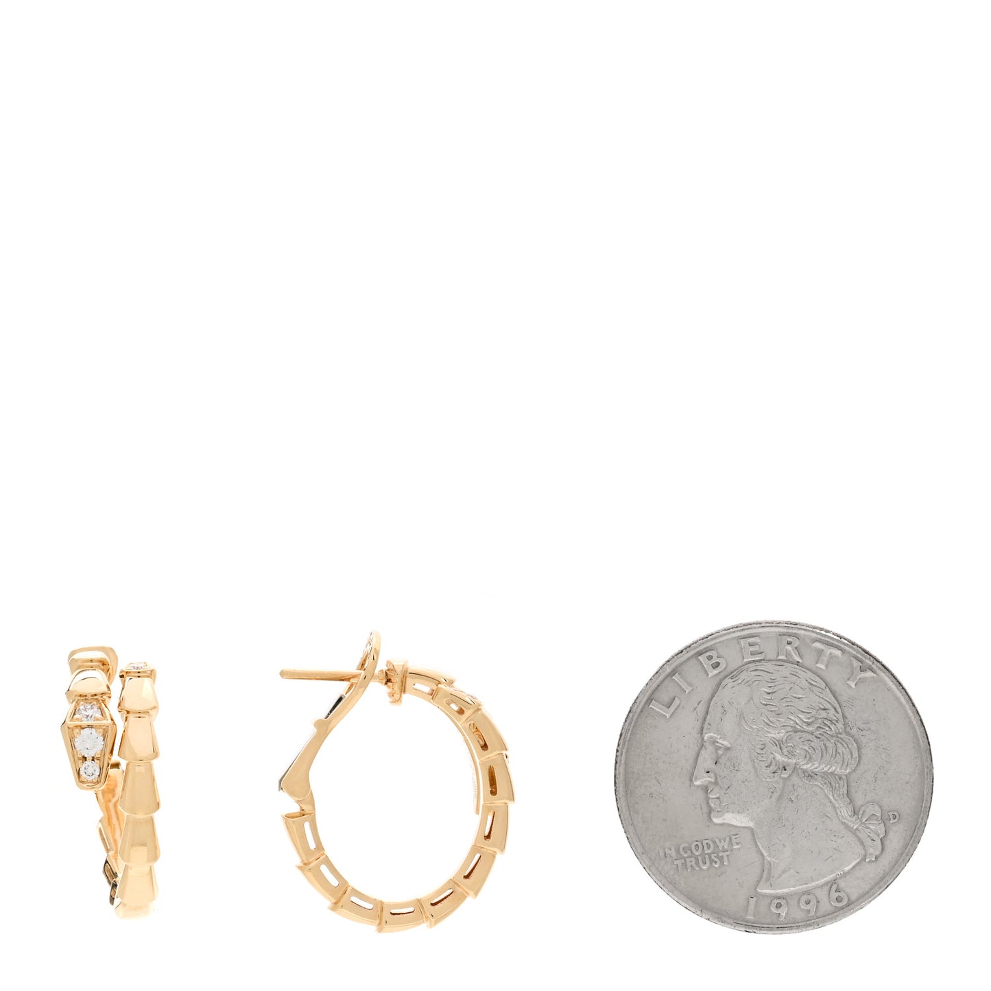 18K Yellow Gold Diamond Serpenti Viper Hoop Earrings