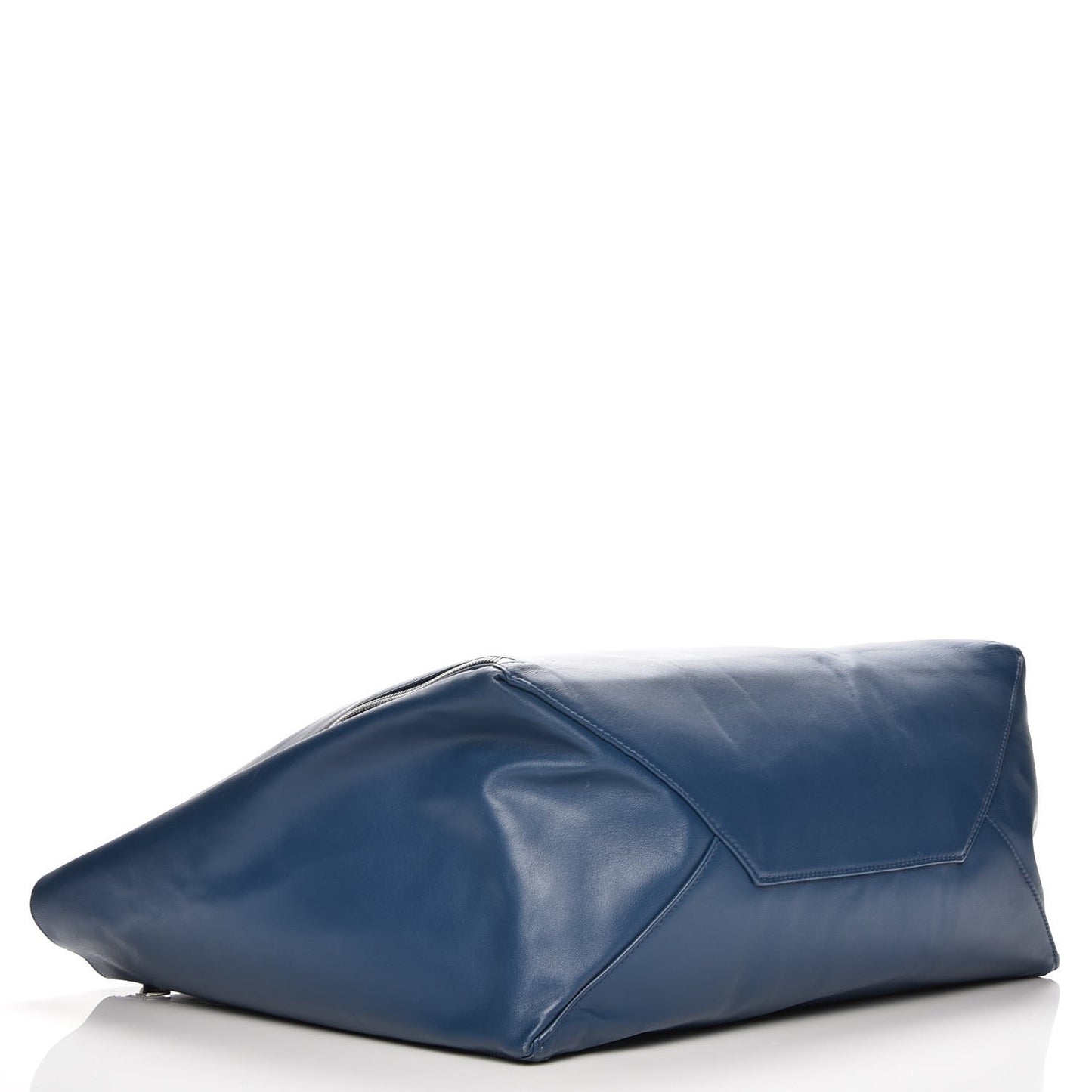 Smooth Lambskin Horizontal Zipper Gusset Cabas Ocean Blue