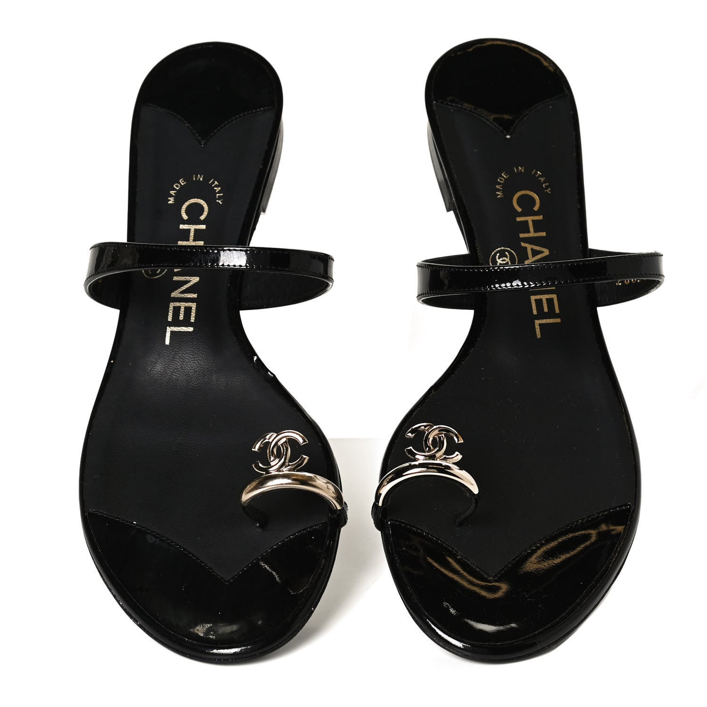 Patent CC Toe Ring Sandals 37 Black