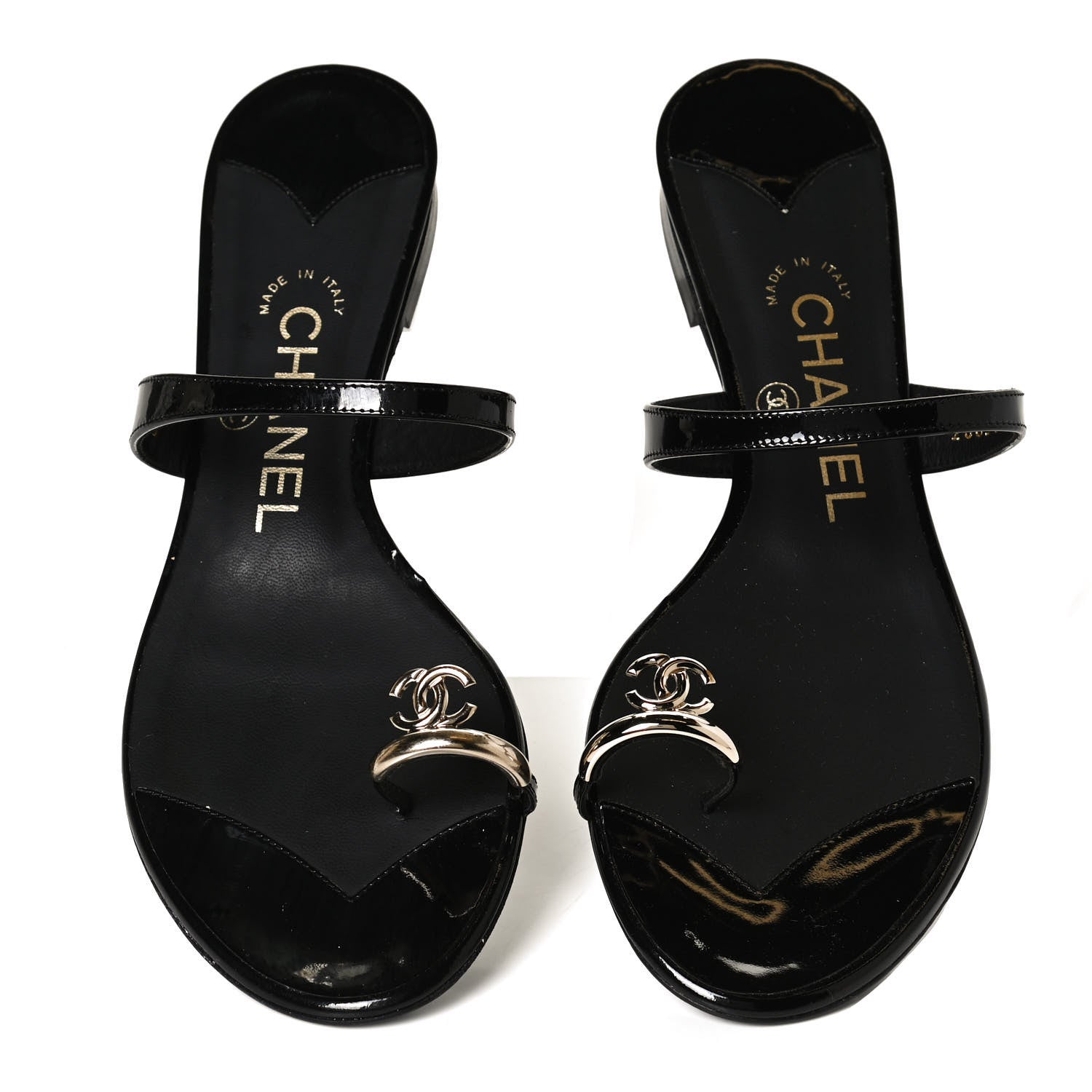 Chanel Patent CC Toe Ring Sandals 37 Black 5 of 12