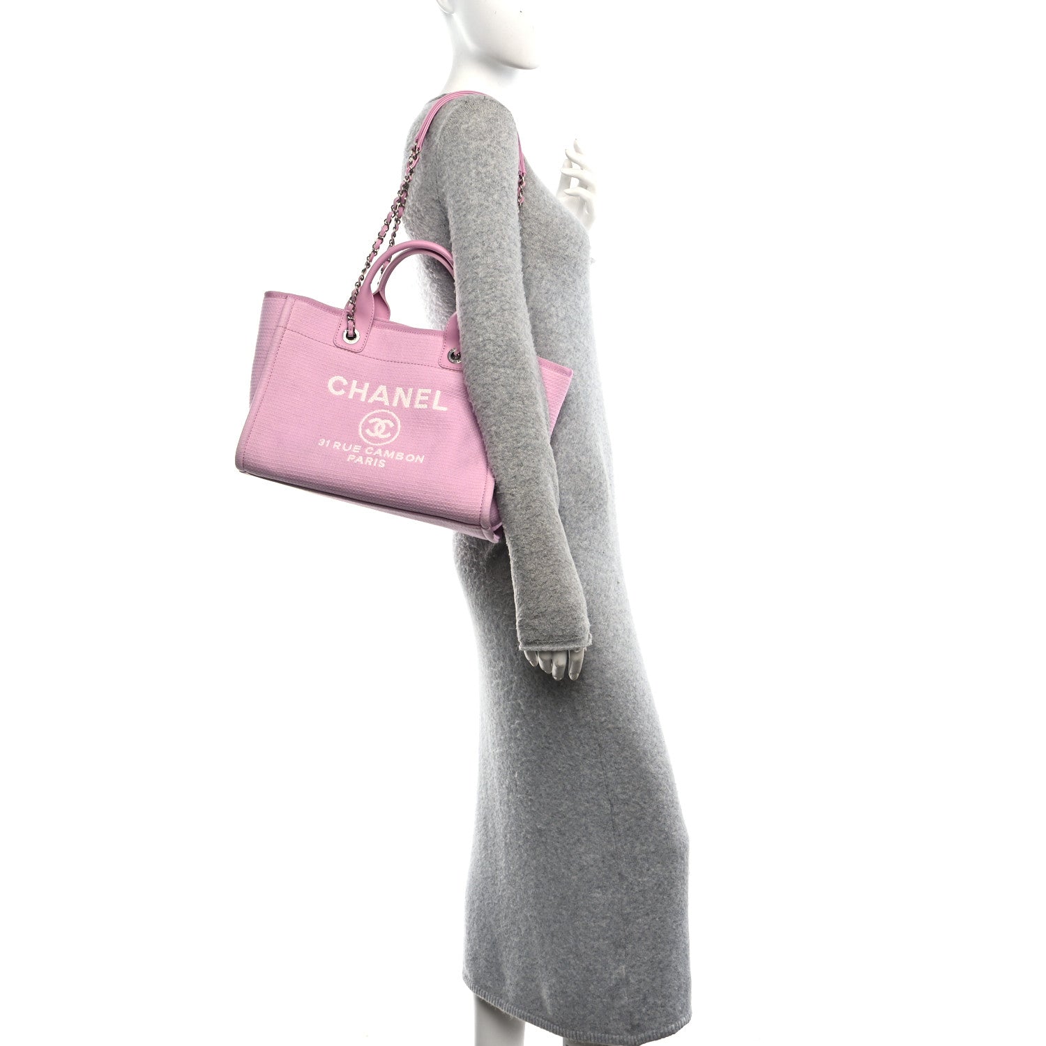 Chanel Mixed Fibers Small Deauville Tote Dark Pink 2 of 11