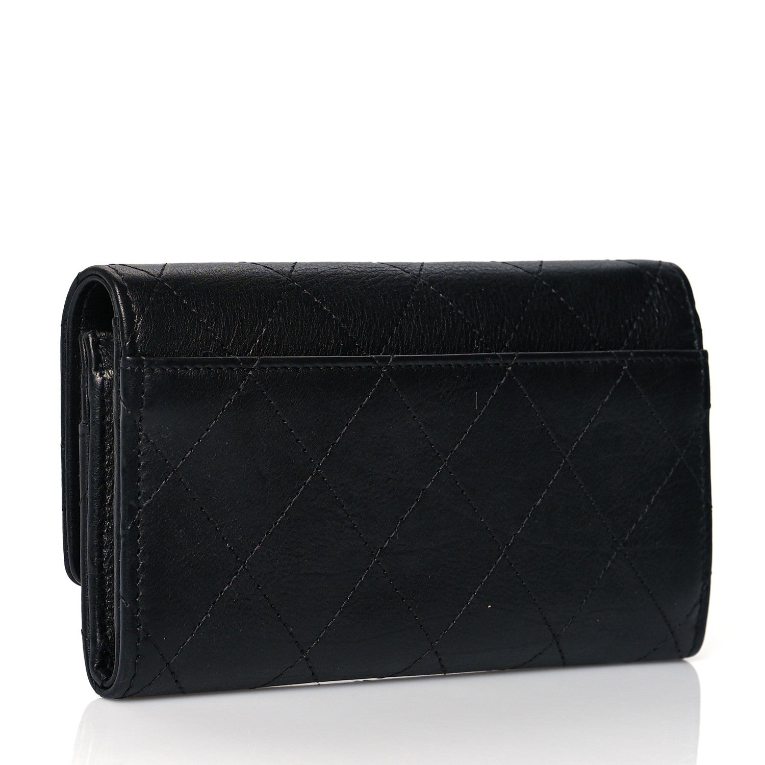 Chanel Calfskin Diamond Stitched CC Wallet Black 3 of 9