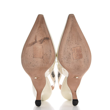Christian Dior Patent Ribbon J'Adior Slingback 65mm Pumps 37 Off White 7 of 9