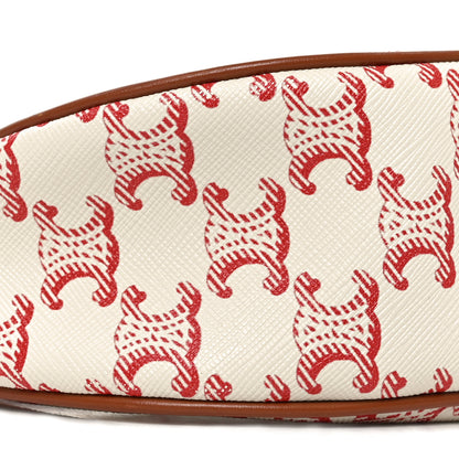 Celine Canvas Calfskin Ava Triomphe Shoulder Bag Red 7 of 8