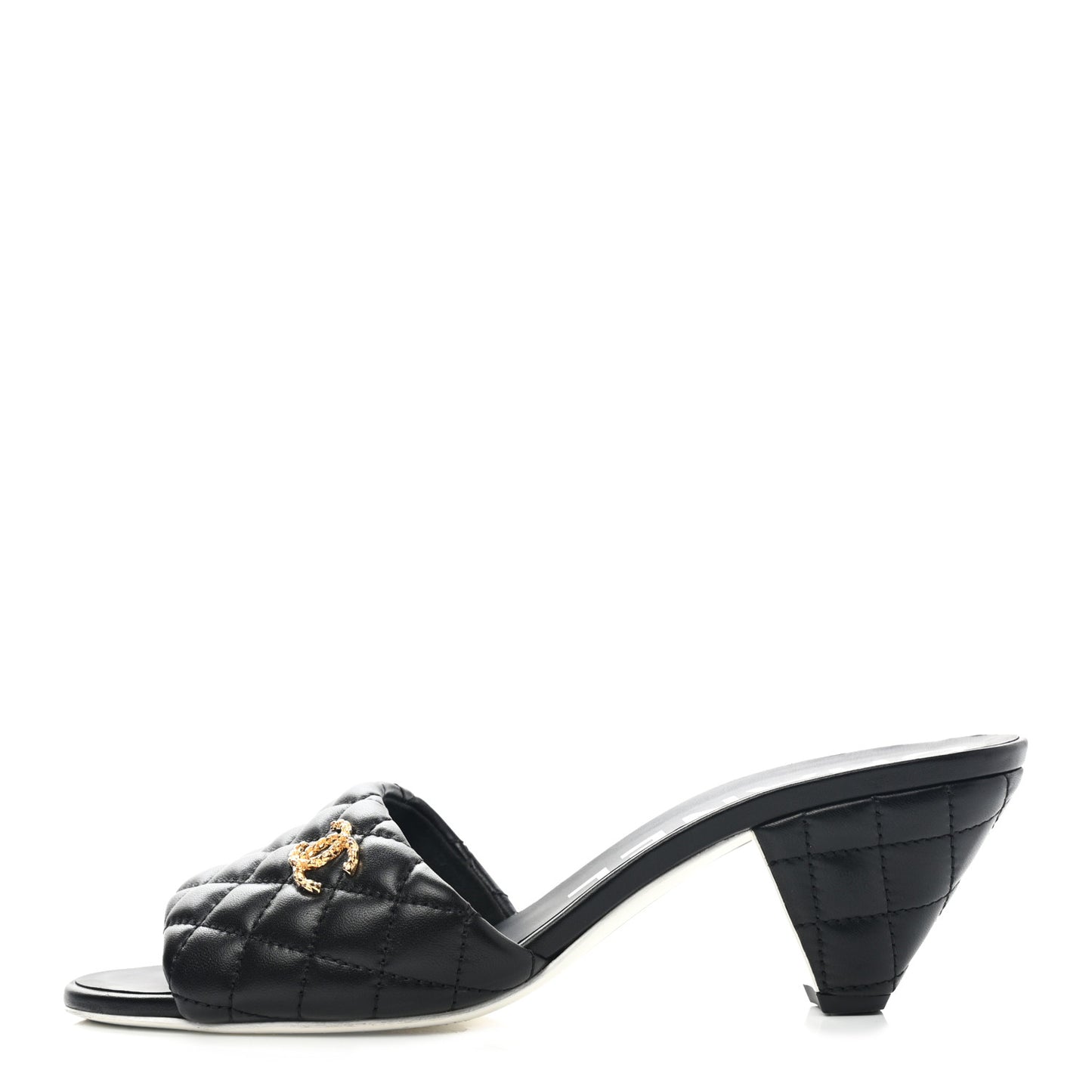 Lambskin Quilted Textured CC Mules 40 Black