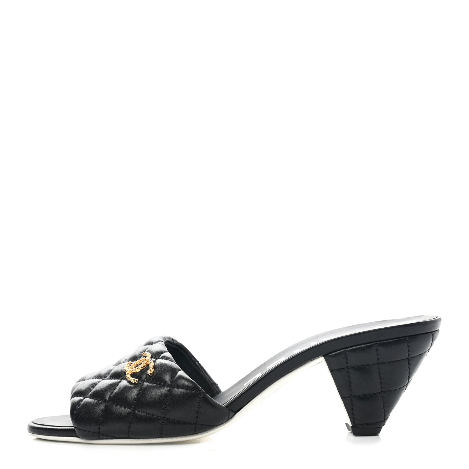 Chanel Lambskin Quilted Textured CC Mules 40 Black 2 of 9