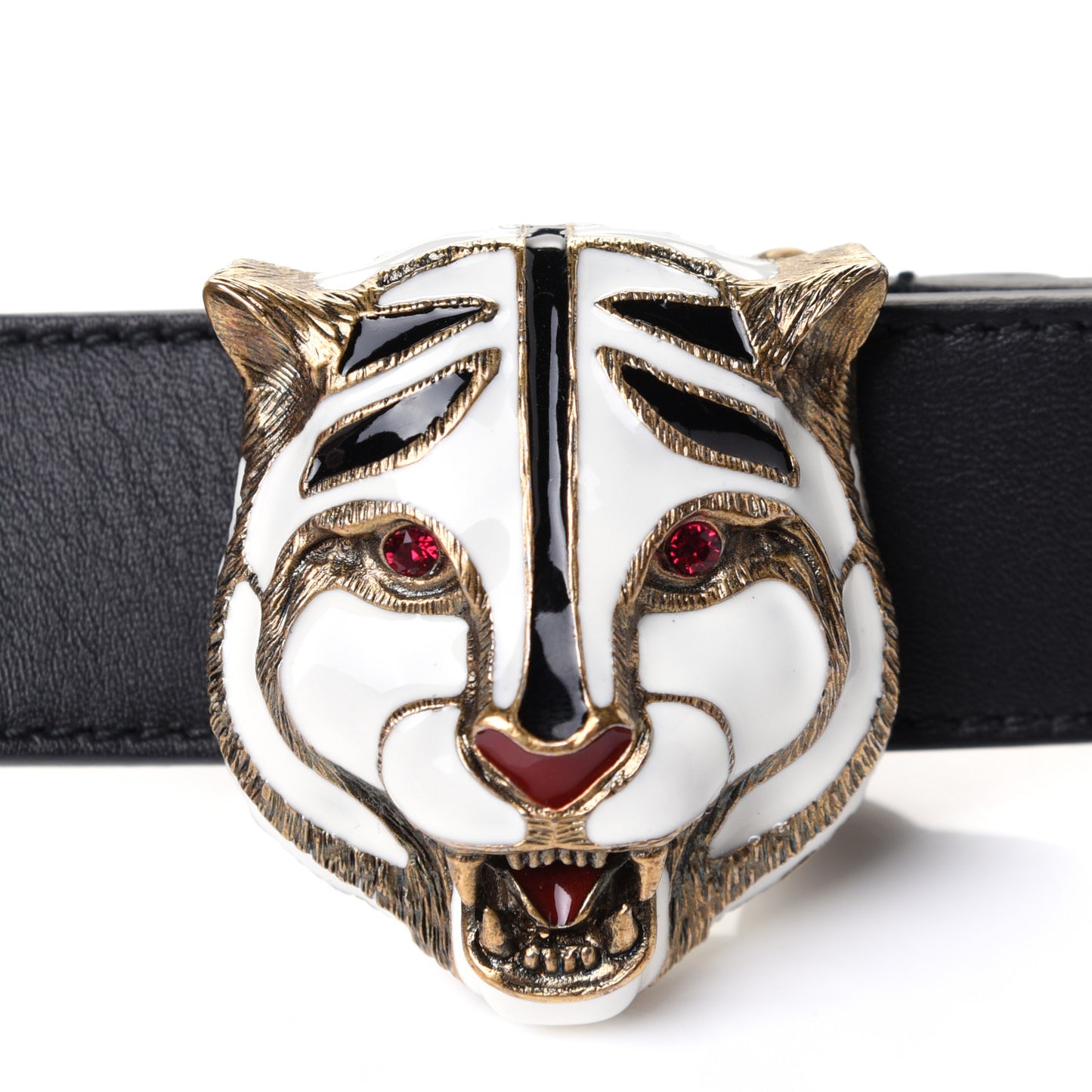 Calfskin Tiger Head Buckle Belt 90 36 Black