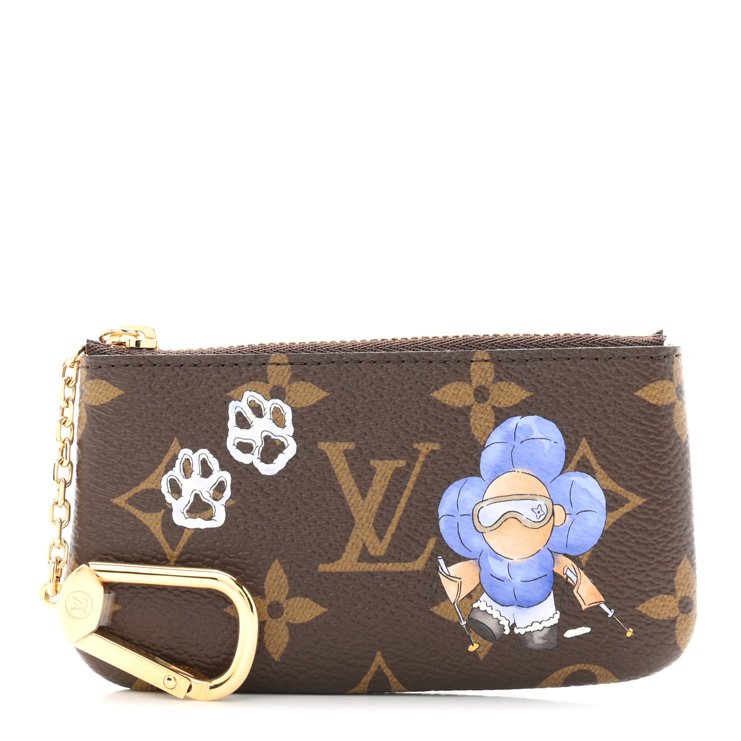 Monogram 2025 Christmas Animation Vivienne Paw Print Key Pouch Blue Frost