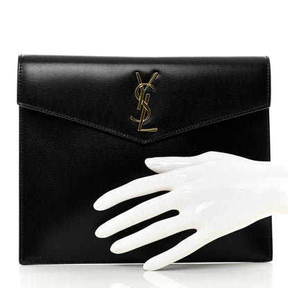 Saint Laurent Smooth Shiny Calfskin Monogram Uptown Baby Pouch Black 2 of 7
