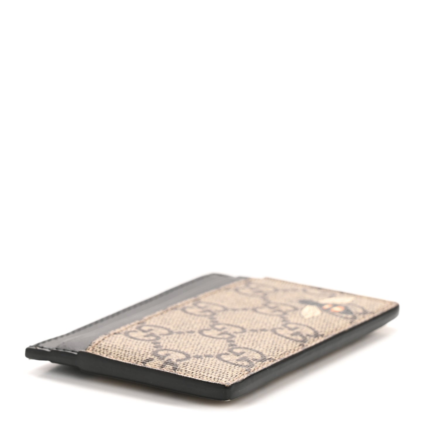 GG Supreme Monogram Bee Print Card Holder Black
