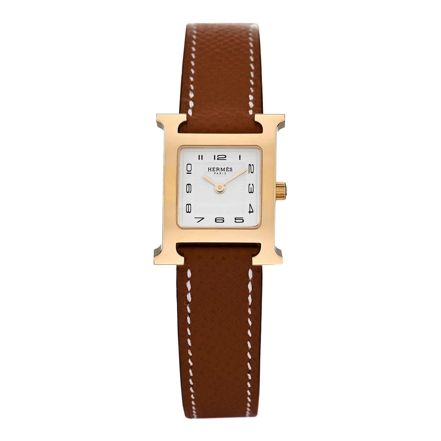Hermes Stainless Steel Epsom 21mm Heure H Hour Quartz Watch Gold 1 of 5